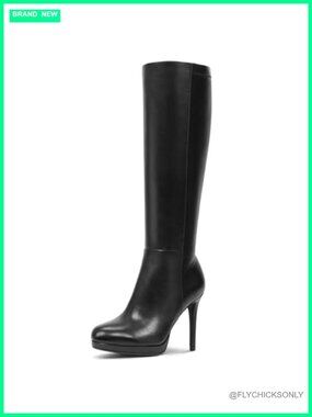Pointed Toe Stiletto Heel Platform Knee High Boots Suede Faux Leather